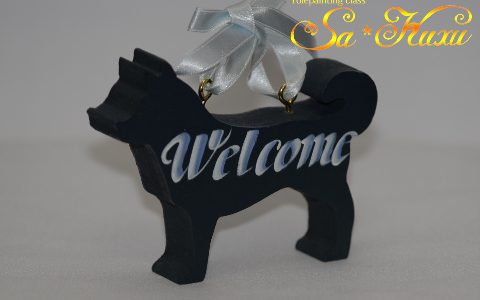 犬のウェルカム紺・両面ペイントminneに出品しています 犬のウェルカム紺・両面ペイントminneに出品しています