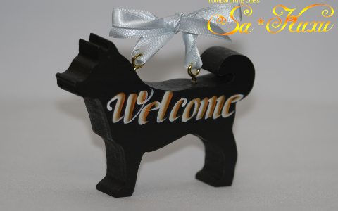 犬のウェルカム・緑黒・両面ペイントminneに出品しています 犬のウェルカム・緑黒・両面ペイントminneに出品しています