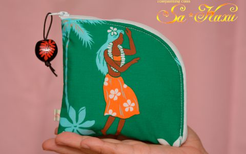 フラガールのフラットポーチ(緑)minneに出品しました フラガールのフラットポーチ(緑)minneに出品しました