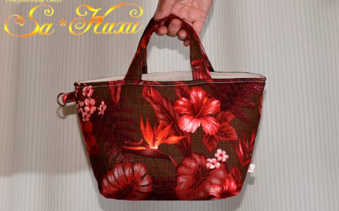 極楽鳥花のミニトートバッグ(茶)minneに出品しています 極楽鳥花のミニトートバッグ(茶)minneに出品しています