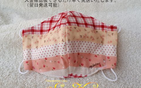 大人用立体布マスク(赤チェック、パッチワーク柄)minneに出品しました 大人用立体布マスク(赤チェック、パッチワーク柄)minneに出品しました