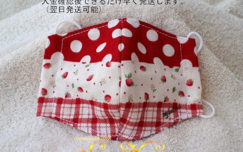 子供用立体布マスク(赤地水玉柄)minneに出品しました 子供用立体布マスク(赤地水玉柄)minneに出品しました