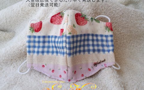 子供用立体布マスク(青チェック、パッチワーク柄)minneに出品しました 子供用立体布マスク(青チェック、パッチワーク柄)minneに出品しました