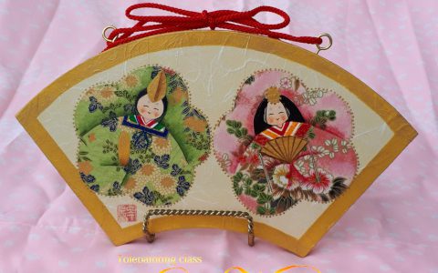 花びらおひなさまのプレート(ピンクと黄緑)minneに出品しました 花びらおひなさまのプレート(ピンクと黄緑)minneに出品しました