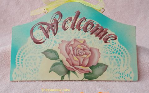 ピンク薔薇のウェルカム(レース模様)minneに出品しました ピンク薔薇のウェルカム(レース模様)minneに出品しました