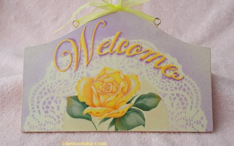 黄薔薇のウェルカム(レース模様)minneに出品しました 黄薔薇のウェルカム(レース模様)minneに出品しました