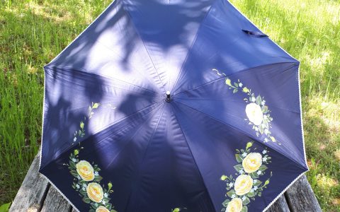 黄薔薇の日傘(紺)晴雨兼用minneに出品しました 黄薔薇の日傘(紺)晴雨兼用minneに出品しました