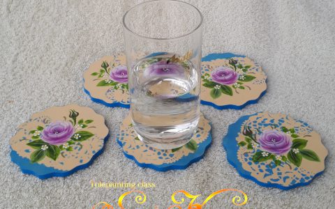 紫薔薇のコースター5枚セットminneに出品しました 紫薔薇のコースター5枚セットminneに出品しました